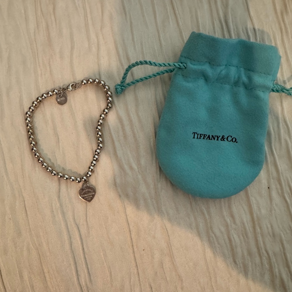 Tiffany & Co. Silver Bead Bracelet with Heart Charm